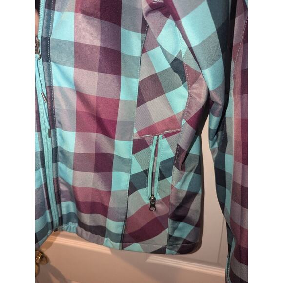 The North Face Coat Women’s XS Extra Small Hooded Jacket Green Purple Plaid - Picture 4 of 14